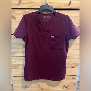 Figs Burgundy Catarina One-Pocket Scrub Top